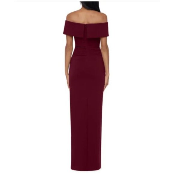 Xscape Formal Long Dress 14W Burdundy Party Gala Cruise Wedding Washable NEW - Picture 3 of 15